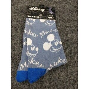 Disney Mickey Mouse Crew Socks Size 9-13 Blue New Men Or Women